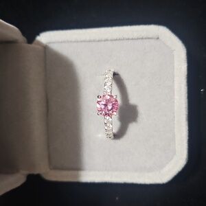 Pink And White Moissanite Ring